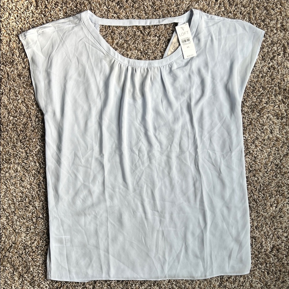 LOFT Soft Blue Cap Sleeve Blouse
